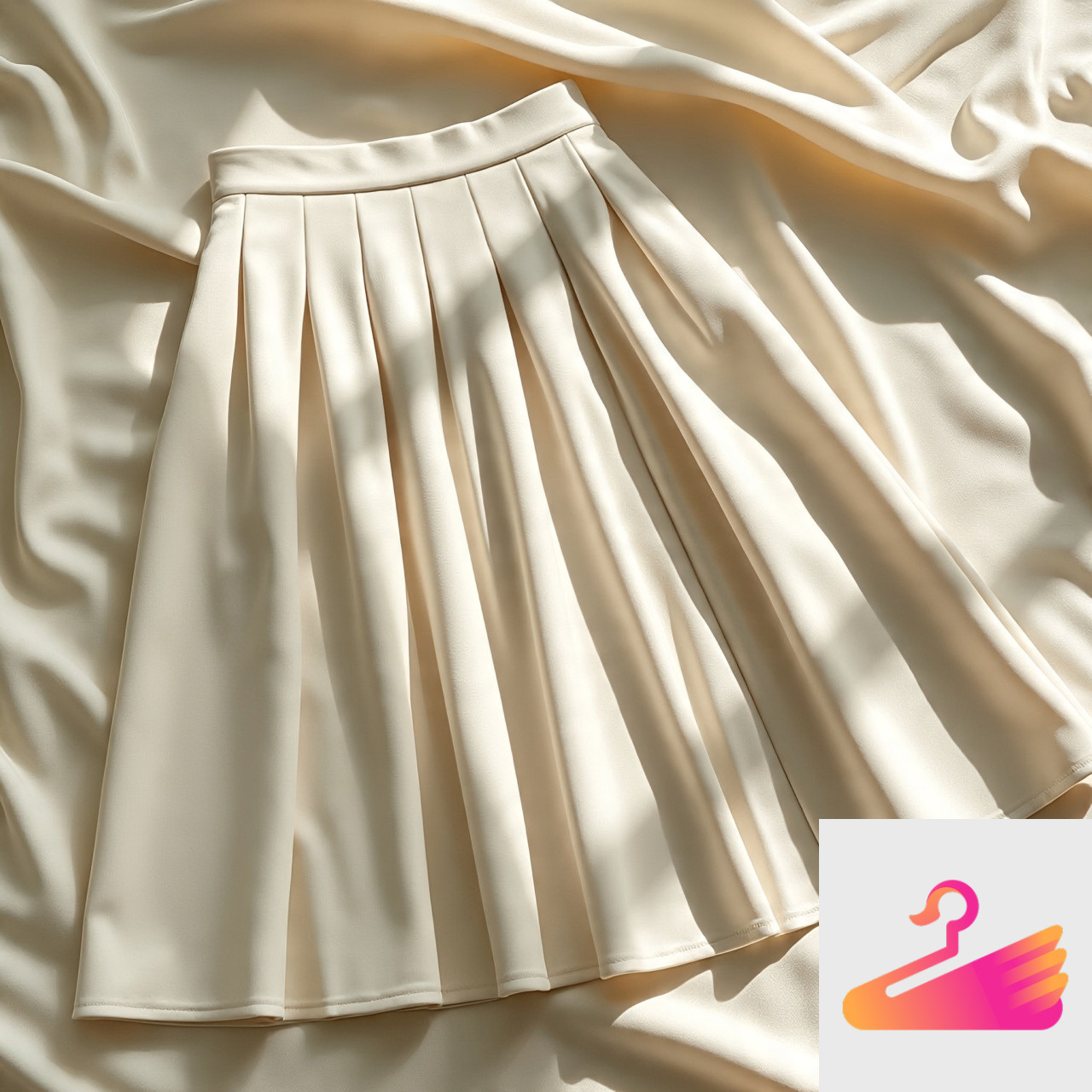 Ivory Pleated Midi Skirt
